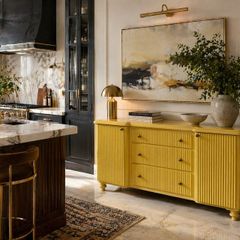 Restored antique yellow sideboard