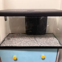 Heated fish tank, approx 42 L , with some accessories