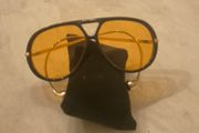 Vintage style aviator sunglasses with amber lenses