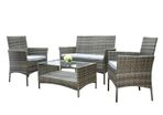 Grey 4 Piece Rattan Garden Furniture Sofa Chair Table Set with Cushions