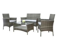 main image for ad Grey 4 Piece Rattan Garden Furniture Sofa Chair Table Set with Cushions