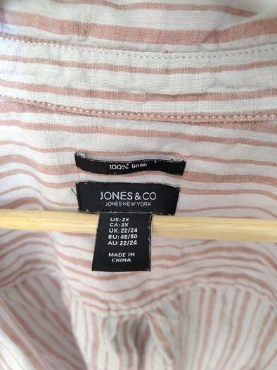 Rose and white striped linen shirt or shirt dress