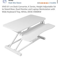 VIVO 81cm white desk converter with keyboard tray