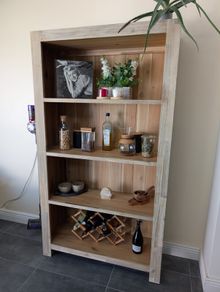 4-Tier Tall Solid Wood Bookcase, Heavy Duty Floor Large Bookshelf