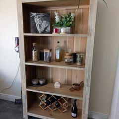 4-Tier Tall Solid Wood Bookcase, Heavy Duty Floor Large Bookshelf
