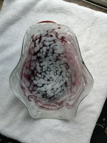 Hand blown curved glass dish