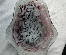 Hand blown curved glass dish