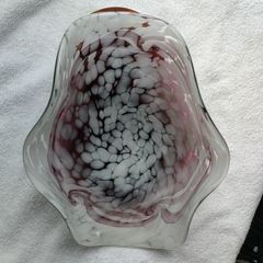 Hand blown curved glass dish