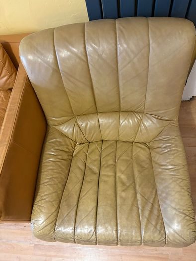 Pair of 1960's Danish Leather & Chrome Swivel Armschairs