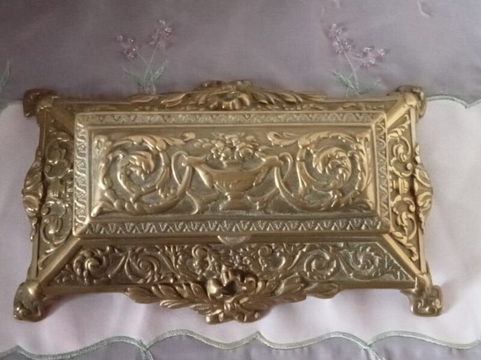 Vintage Large Art Nouveau  Brass Stamp Holder