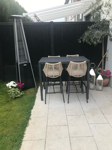 Outdoor high table and chairs