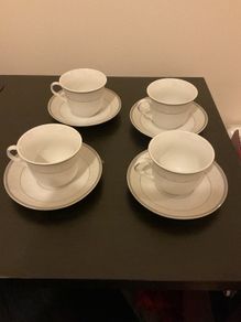 4 Tipperary Crystal porcelain teacups and saucers Brand New