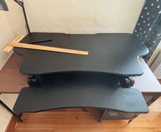 Duronic Standing Desk Converter + Monitor Arms + Anti-Fatigue Mat
