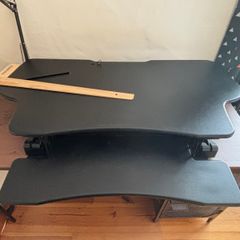 Duronic Standing Desk Converter + Monitor Arms + Anti-Fatigue Mat