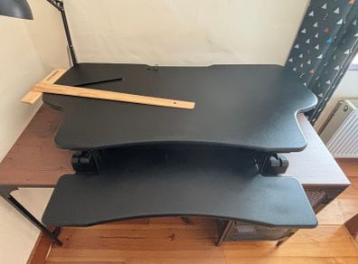 Duronic Standing Desk Converter + Monitor Arms + Anti-Fatigue Mat