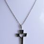 Vintage 925 Sterling Silver Cross Pendant with Heart Cutout on Chain Image 3