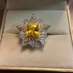 Star shape ring with yellow stones