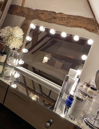 Hollywood Vanity Mirror with Lights, 60 x53cm Large Lighted Makeup Mirror with 14 Dimmable Bulbs, 3 Color Modes, Touch Screen Control, Adapter Plug, Desk Top or Wall Mounted Mirror For Bedroom