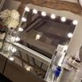 Hollywood Vanity Mirror with Lights, 60 x53cm Large Lighted Makeup Mirror with 14 Dimmable Bulbs, 3 Color Modes, Touch Screen Control, Adapter Plug, Desk Top or Wall Mounted Mirror For Bedroom Image 5