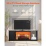 TV Stand for TVs up to 1651 mm, Modern Entertainment Center with Light Strip, Wooden TV Cabinet Storage with Glass Shelf and Adjustable Shelves, Console Table for Living Room and Bedroom, Black Image 2