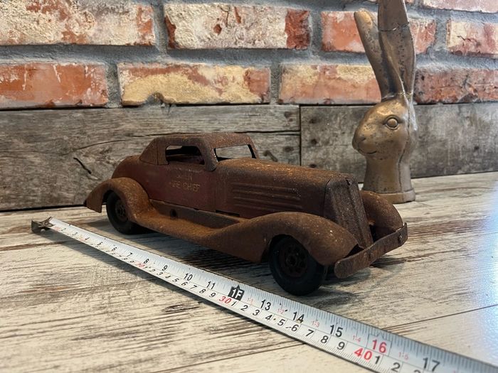 vintage Fire Chief Toy Car 38 cm