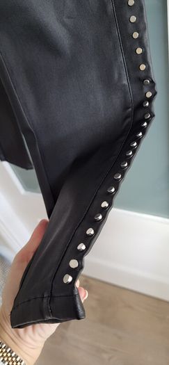 BANNED APPAREL Alternative Black Waxed Jeggings with Silver Studded Seams - Sz L (Fit 14-16UK) - Bnwt Rrp 89