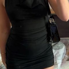 Size XS Black Ruched Halter Dress