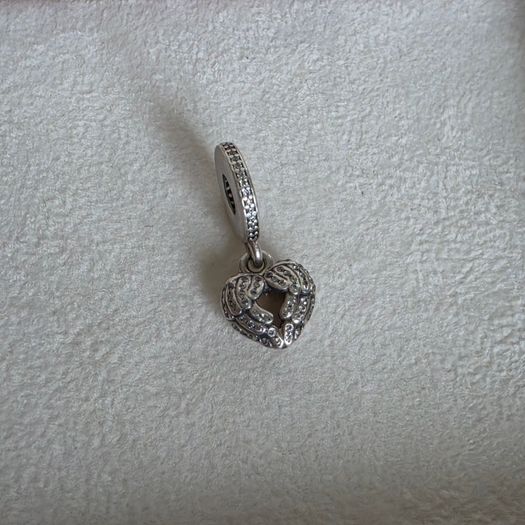 Pandora locket angel wings,with enamel dangle charm very good condition
