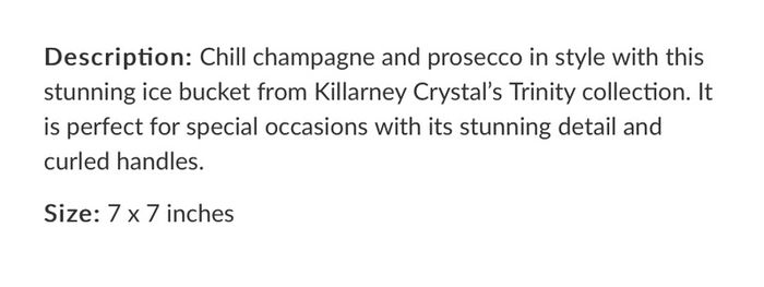 Killarney Crystal Ice Bucket
