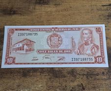 Peru, 10 Soles 1975 banknote, uncirculated UNC - free standard postage