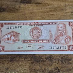 Peru, 10 Soles 1975 banknote, uncirculated UNC - free standard postage