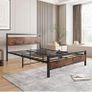 Double Bed Frame with Wooden Headboard Image 2