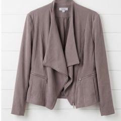 Nightingales choc suede style jacket relax fit grey