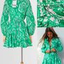 ZARA Green Paisley Floral Print Mini Shirt Dress XS Image 8