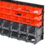 Wall Mounted Storage Bin Rack Tool Organizer with 30 Bins, Pegboard for Garage Workshops Red Image 8