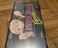 Vintage Universal Studios Florida Licence Plates x2, E.T. and Back to the Future OUTATIME, Sealed