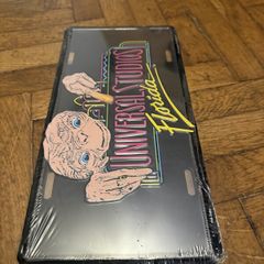 Vintage Universal Studios Florida Licence Plates x2, E.T. and Back to the Future OUTATIME, Sealed