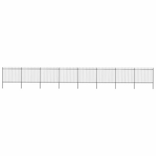 Garden Fence with Spear Top Steel 10.2x1.2 m Black
