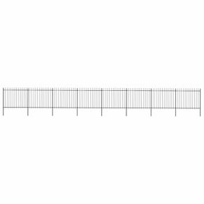 Garden Fence with Spear Top Steel 10.2x1.2 m Black