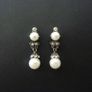 Vintage Art Deco Style Pearl Silver Drop Earrings Image 3