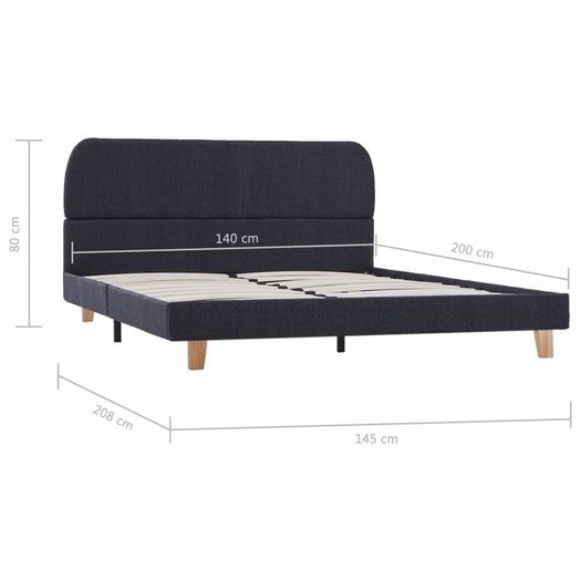 Bed Frame Dark Grey Fabric 135x190 cm