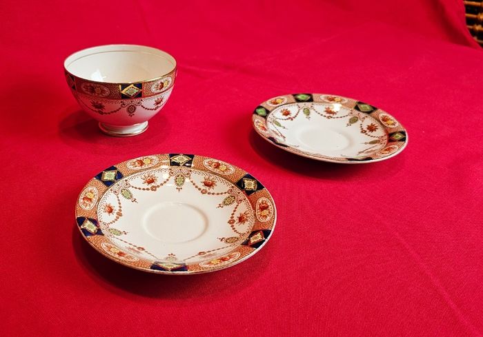 Arklow Pottery Alton Design coffee set elements, saucers, sugar bowl