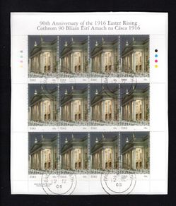 2006 Ireland 90th Anniversary of the 1916 Rising Commemorative Stamp Sheetlet Plate 1B1B1B1B Fine Used with Dublin cancel of 25th October 2007 (Frist day of issue)