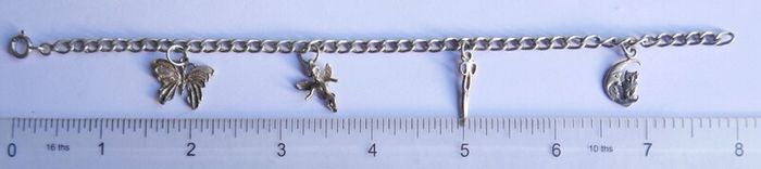 Vintage Sterling Silver 925 Charm Bracelet length 8" - 9,3g