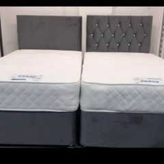 New Stylish SINGLE ,Double, King And Superking Sizes Divan Beds Instock. Tufted Memory Foam Mattresses And Optional Drawers Available