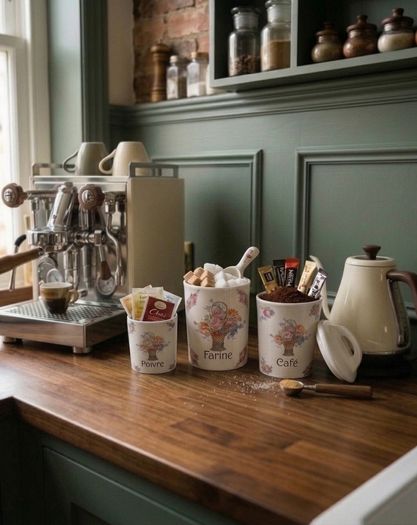 3 porcelain vintage kitchen jars