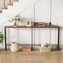 Narrow Console Sofa Table with Power Outlets, Total 180cm Long Behind Couch Table with Charge Station, 20cm D x 180cm W x 78cm H, Rustic Brown Image 5