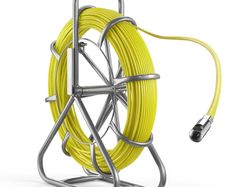 Fish Tape Fiberglass, 100M 6.3MM, Duct Rodder Fishtape Wire Puller with Stand, Cable Running Rod with Locking Mechanism, Fishing Tools, for Walls Floor and Electrical Conduit, Non-Conductive