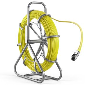Fish Tape Fiberglass, 100M 6.3MM, Duct Rodder Fishtape Wire Puller with Stand, Cable Running Rod with Locking Mechanism, Fishing Tools, for Walls Floor and Electrical Conduit, Non-Conductive