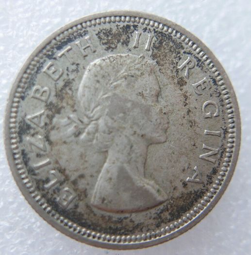 1954 South Africa 2 Shillings Silver Coin